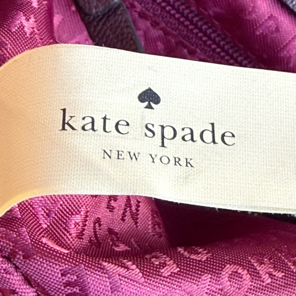 Vintage Kate Spade Burgundy Leather & Suede Crossbody Saddle Bag - Picture 3 of 7